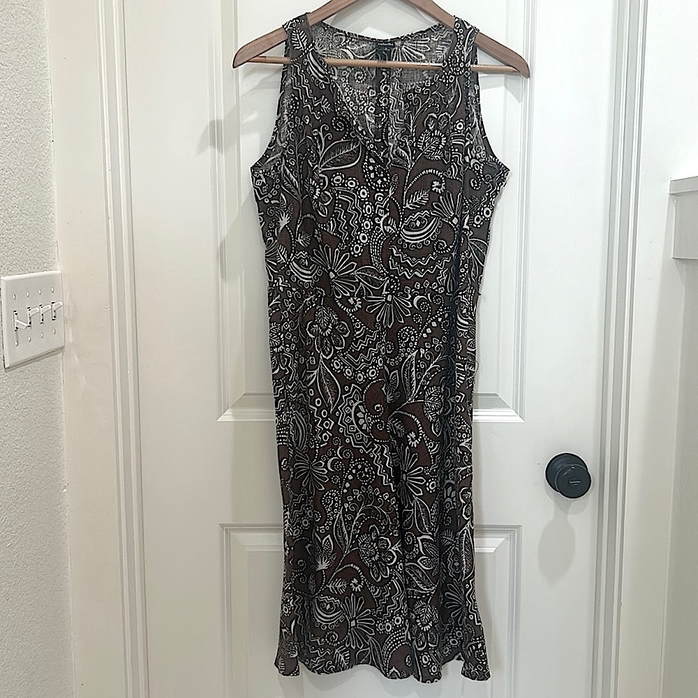 100% linen Vintage Rafaella brown sleeveless midi dress